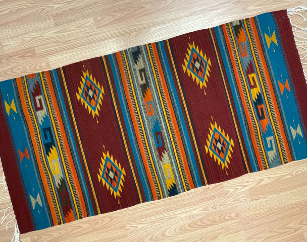 Handwoven Zapotec Area Rug 30x60