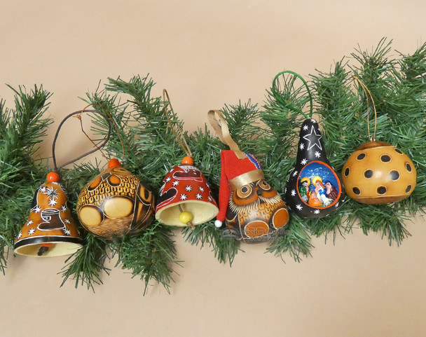 6 Piece Christmas Gourd Ornament Set