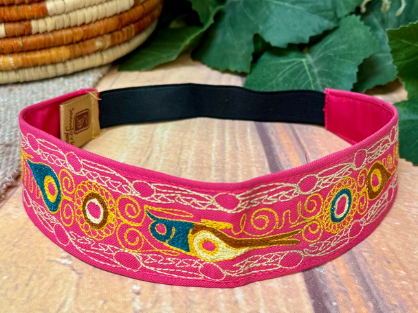 Embroidered Andean Headband - Hot Pink