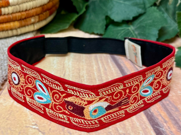 Andean Embroidered Headband - Red