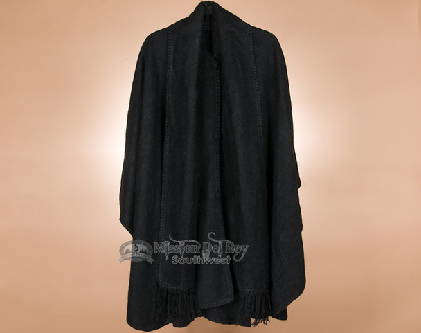 100% Brushed Alpaca Cape with Scarf - Black