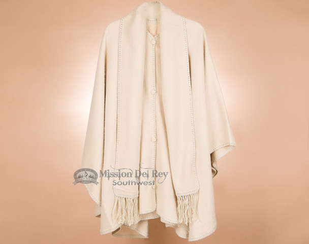 100% Brushed Alpaca Cape with Scarf -Cream