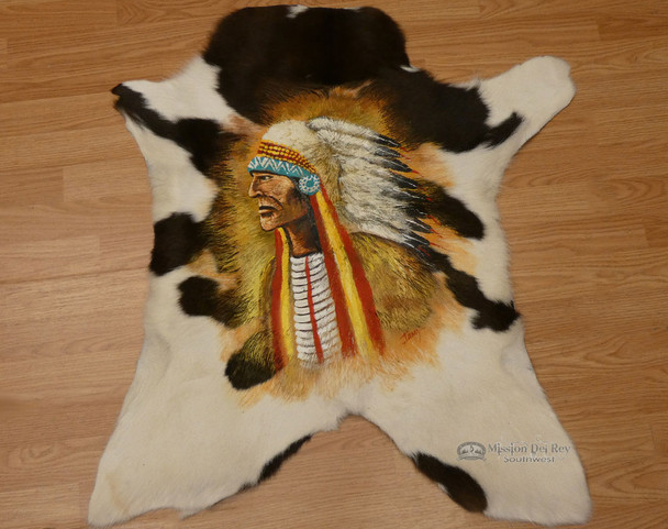 Hand Painted Cow Hide -Chief