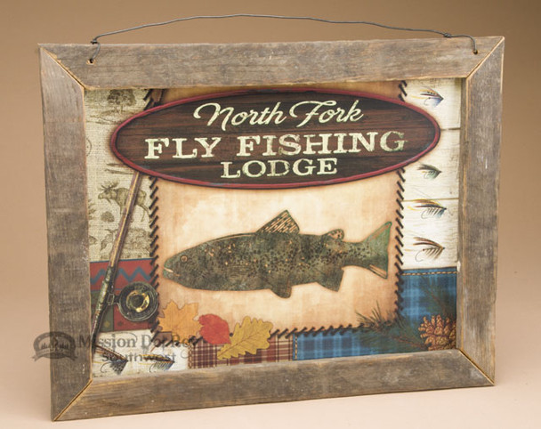 Rustic Style Wooden Sign - North Fork Fly Fishing Lodge