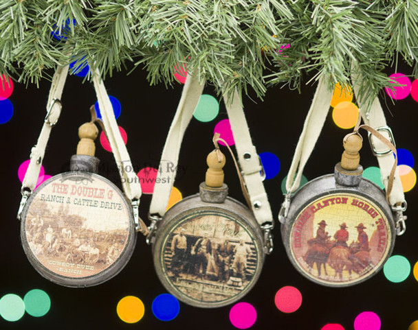 Western 3pc Canteen Christmas Ornament Set