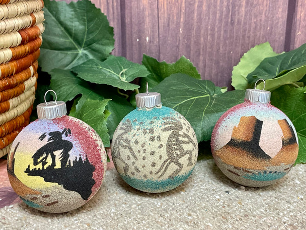 Navajo Sand Painted Christmas Ornament Set