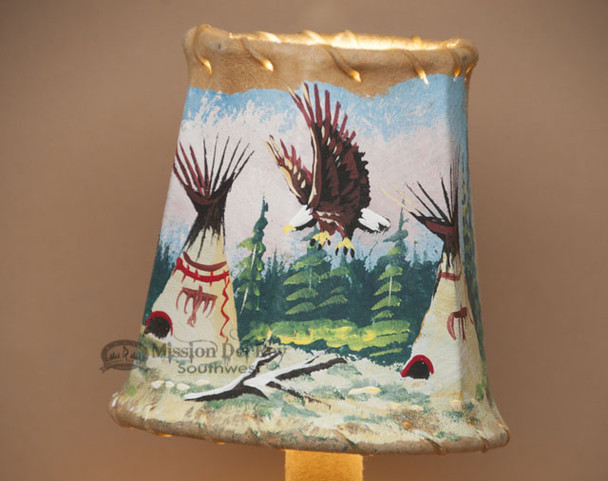 Painted Leather Chandelier Lamp Shade - Eagle Village 4"