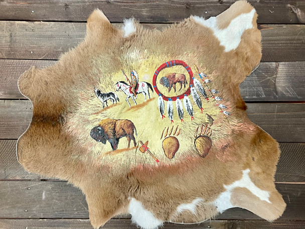 Southwestern Painted Cow Hide - Native Art