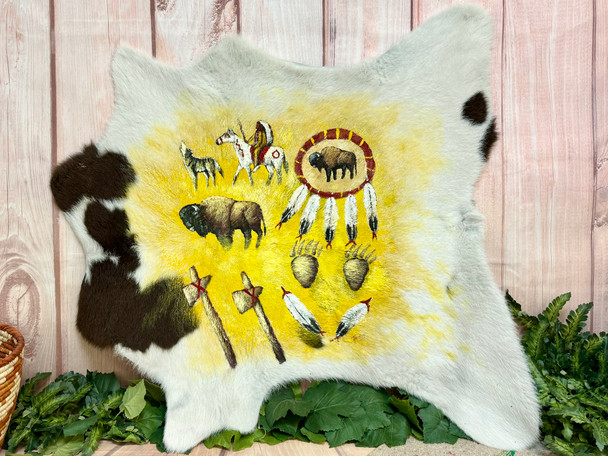 Southwestern Painted Cow Hide - Native Art