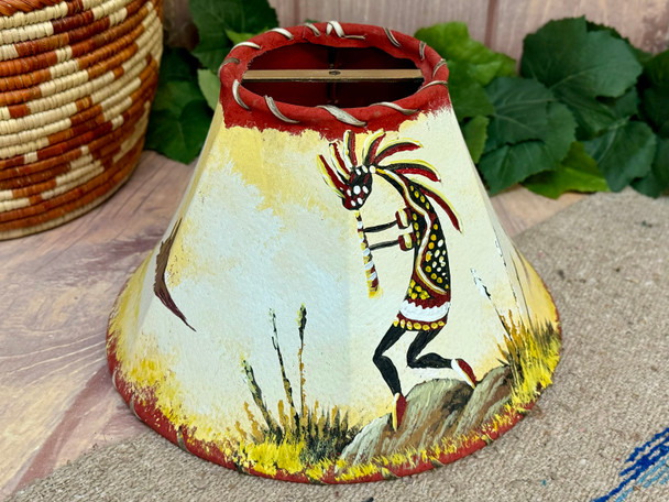 Hand Painted Leather Lamp Shade 12" -Kokopelli