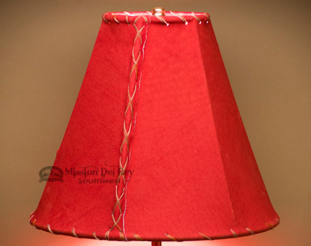 Western Red Leather Lamp Shade - 12" Bell