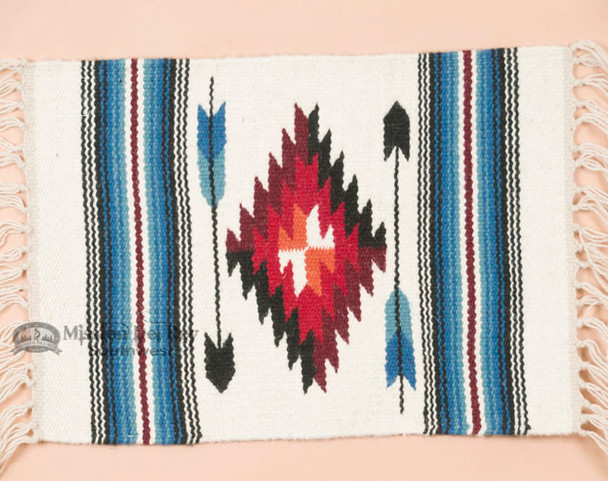 Handwoven Chimayo Place Mat 15x20 -White Arrow