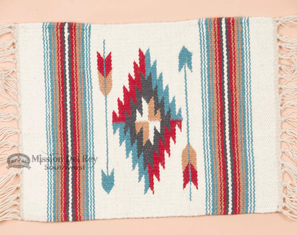 Handwoven Chimayo Place Mat 15x20 -turquoise arrows