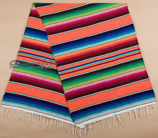 Classic Mexican Serape Blanket 5'x7' -Orange