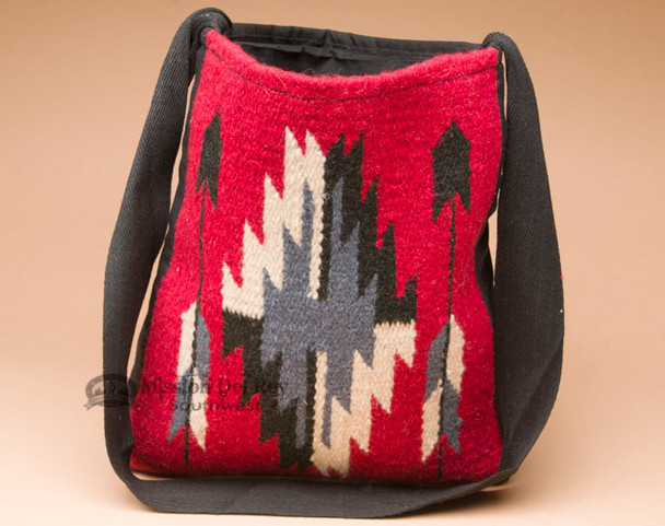 Southwest Woven Wool Tote -Red