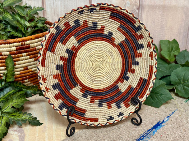 Southwestern Hand Coiled Basket & Stand