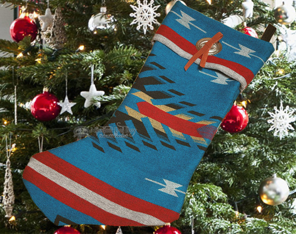Southwest Concho Christmas Stocking -Maricopa Blue