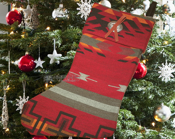 Southwest Native Design Christmas Stocking with Concho