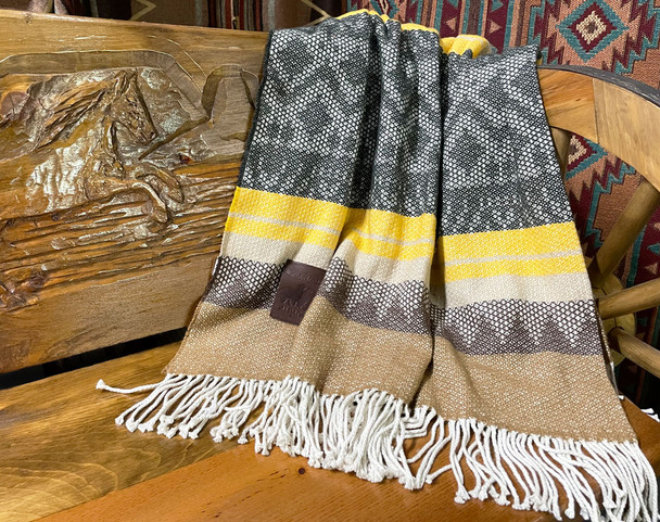 Fringed Color Band Alpaca Blanket 60x80