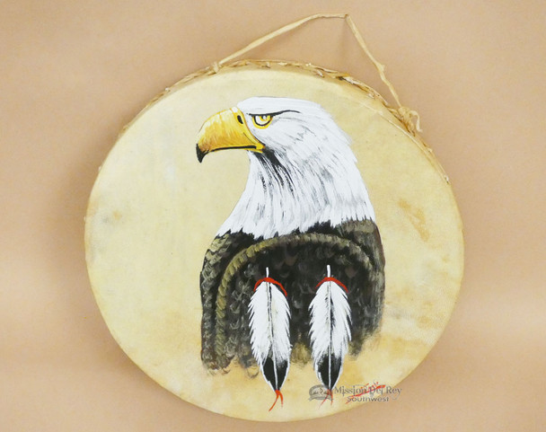 Hand Painted Tarahumara Drum -Eagle Feather