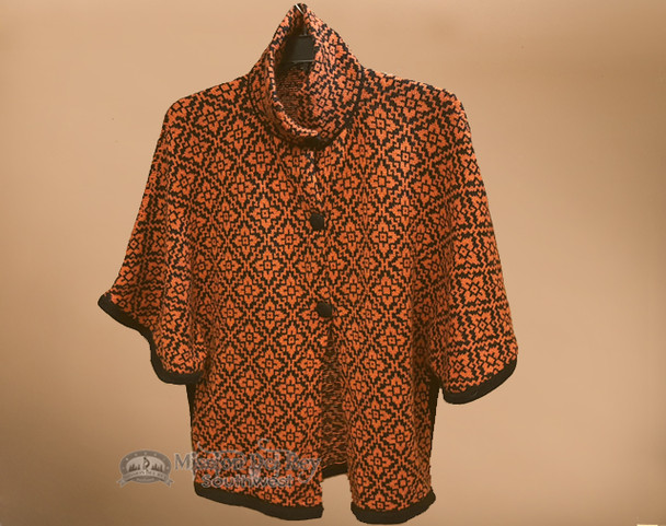 Alpaca Button Cape - Orange