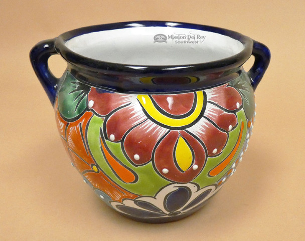 Hand Painted Talavera Handled Pot