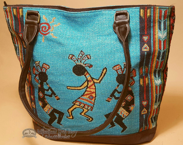 Southwestern Hand Woven Purse - Blue Kokopelli