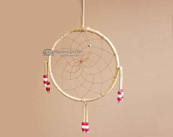 Beaded Navajo 6" Dream Catcher by Curtis Bitsui -Red & White