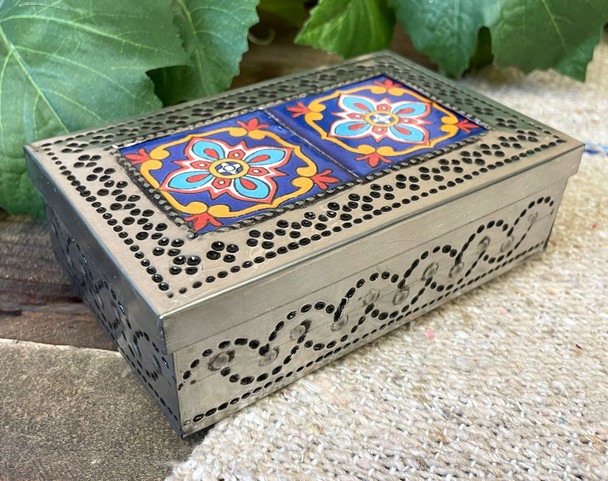 Mexican Tin & Talavera Jewelry Box