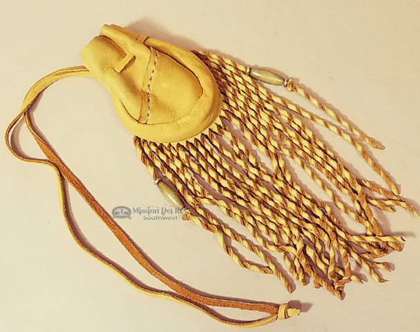 Curly Fringe Deer Skin Pouch 4"