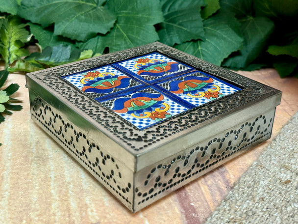 Tin & Talavera Tin Jewelry Box