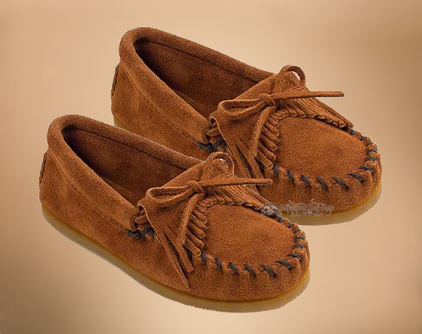 Kilty Traditional Fringed Leather Kid's Moccasins