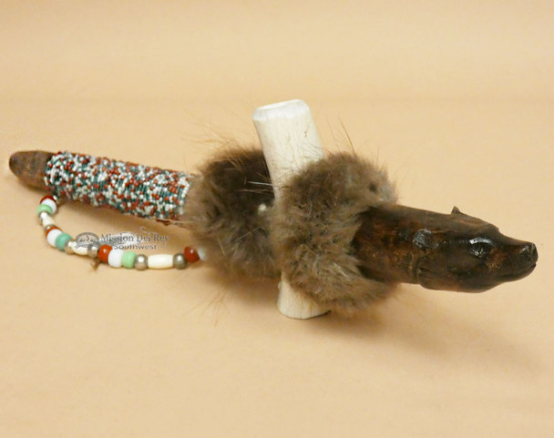 Native American Beaded Pipe -Bear