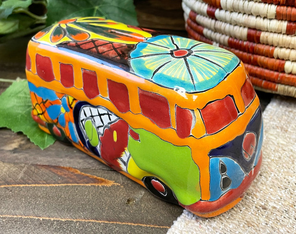 Hand Painted Pottery Bank -Van