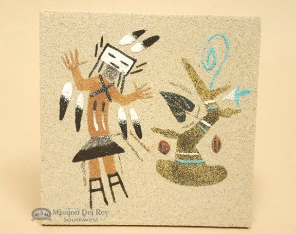 Native American Navajo Sand Painting 4"