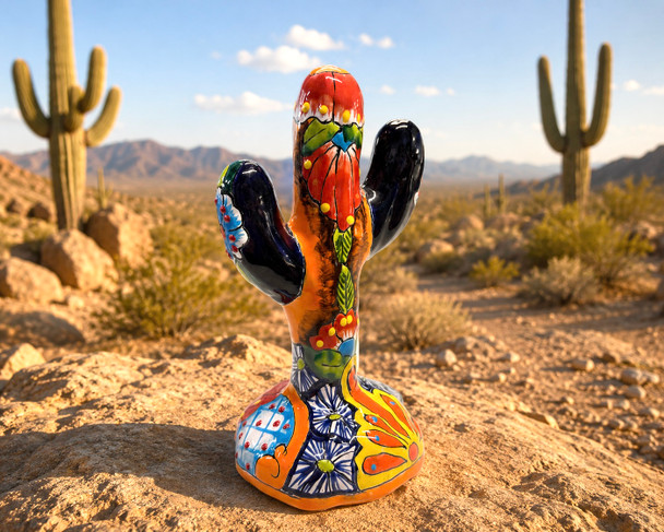 Mexican Hand Painted Talavera Cactus