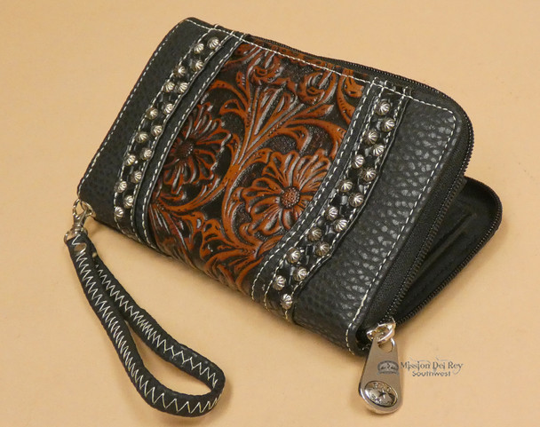 Faux Tooled Leather Western Wallet