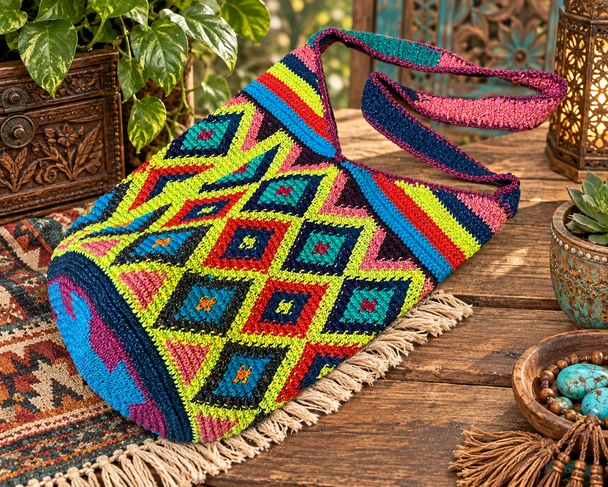 Crocheted Guatemalan Purse w/ Zipper