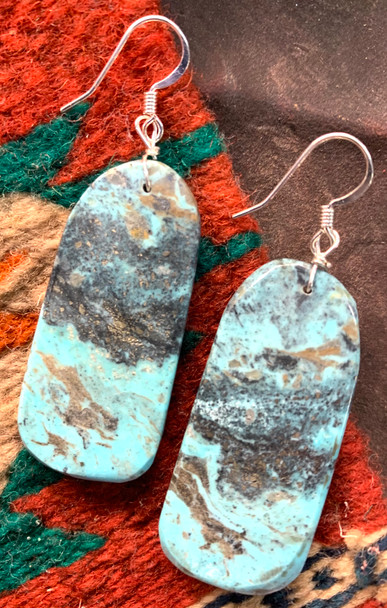 Genuine Sterling Silver & Turquoise Earrings -Pueblo (ne120)