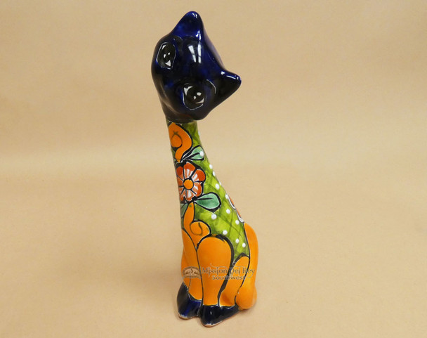 Mexican Talavera Cat 9"