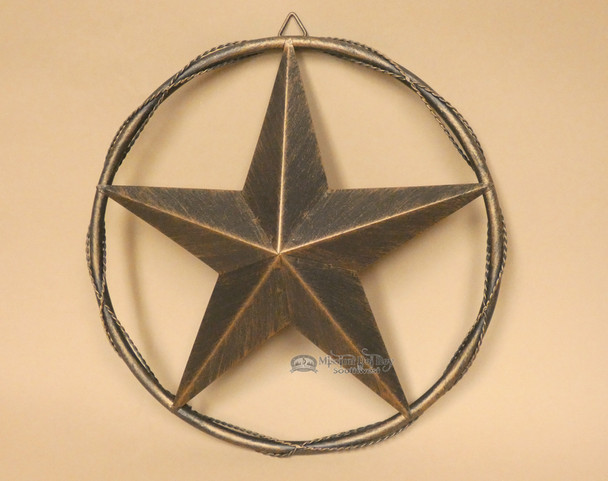 Western Metal Barn Star - Barbed Wire Ring 12"