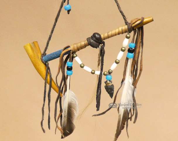 Navajo Beaded Peace Pipe - Blue Beading