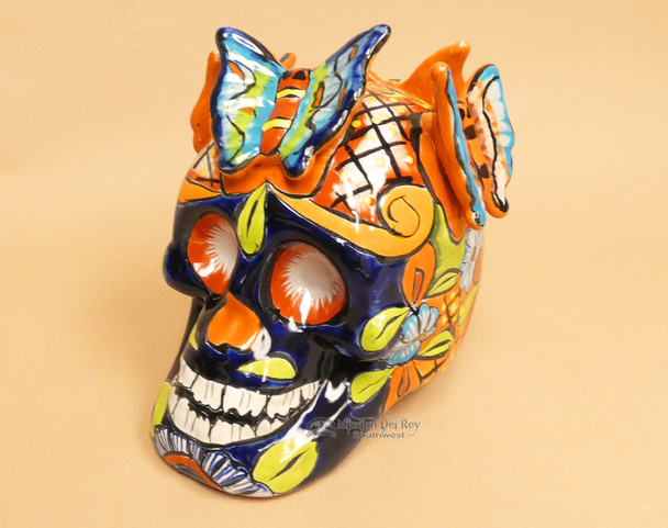 Hand Painted Mexican Skull w/ Butterflies