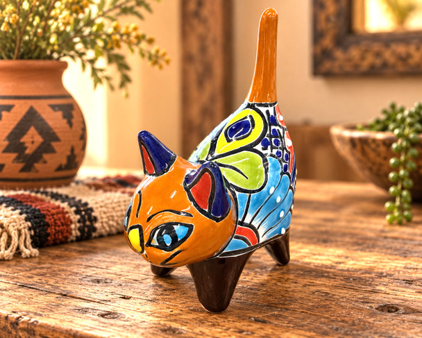 Rustic Mexican Talavera Cat