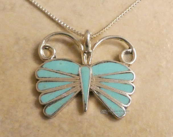 Native American Zuni Butterfly Necklace 20"