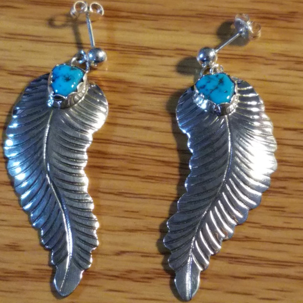 Native American Silver & Turquoise Earrings -Zuni