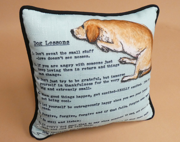 Dog Lessons Pillow 10"x10"