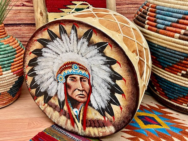 Native American Tarahumara Indian Painted Drum