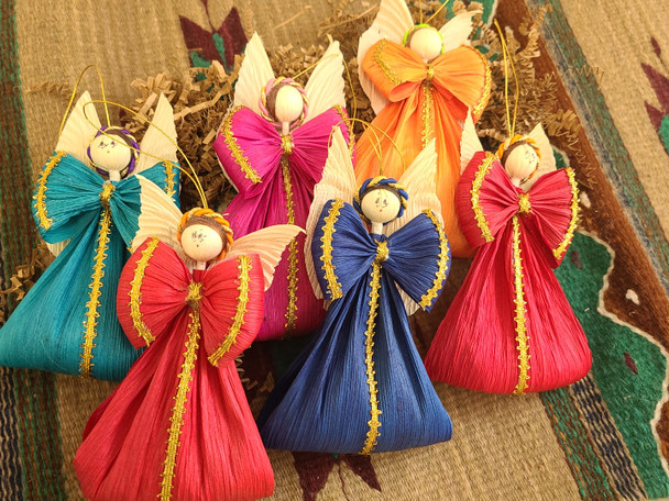 Set of 6 Corn Husk Angel Ornaments