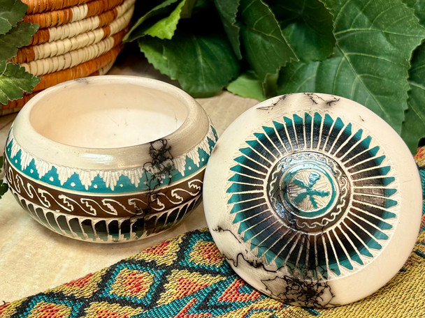 Native American Horse Hair Pottery Jewelry Box